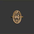 Gold Filigree Ring With Oval Shape Intricate Leaf And Flower Patterns Elegant Fashion Accessory