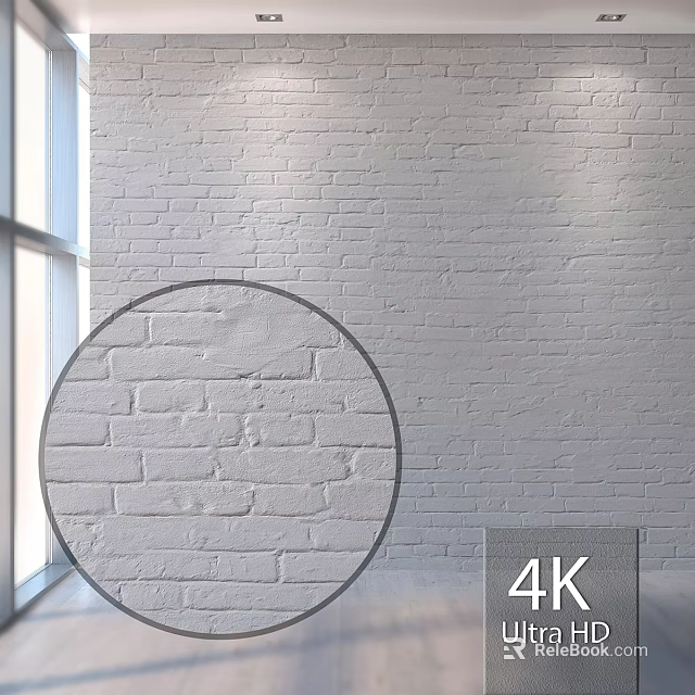 White Brick Wall Structure with Window and 4K High Definition Detail 3d model