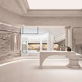 Minimalist Clothing Store Interior With Stone Walls Garment Racks And Large Mirror