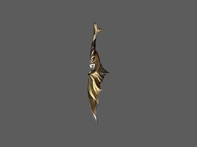 Ornate Gold And Black Decorative Weapon Dagger With Intricate Patterns And Designs 3d model