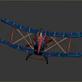 Vintage Blue Biplane Model With Classic Double Wing Structure And Detailed Design Features