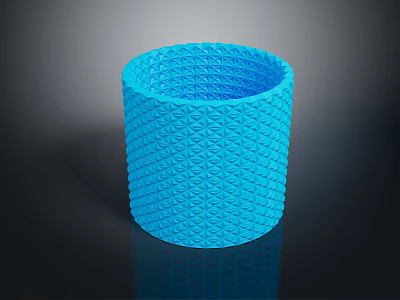 Blue Cylindrical Storage Container With Diamond Pattern Texture For Home Organizing 3d model