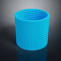 Blue Cylindrical Storage Container With Diamond Pattern Texture For Home Organizing