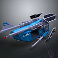 Blue Gray Mechanical Structure With Solar Panels Weapon Like Parts Support Legs Red Component ICARUS 3d model