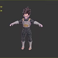 3D Anime Character Model Of Saiyan Warrior With Spiky Black Hair And Green Battle Suit