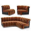 Modern Brown Velvet Sofa Set With Curved Seating And Metal Legs Living Room