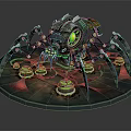 Sci-Fi Character With Mechanical Spider Creature Green Glowing Eyes And Tech Base 3d model