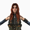 Game Movie Character 3D Model With Red Hair And Tactical Outfit In Multiple Angles