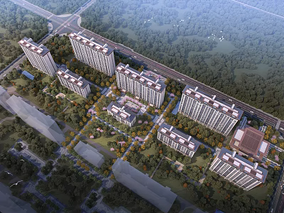 Modern Residential Buildings With Green Surroundings And Well Planned Community Layout 3d model