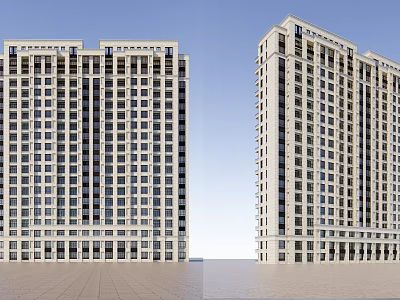 Modern High Rise Residential Buildings With Light Exterior And Neatly Arranged Windows 3d model