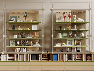 Modern aluminum profile storage rack optical axis storage rack hole board decoration rack CD 3d model