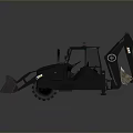 Black Utility Vehicle with Front Loader Bucket Excavator Arm and Cab