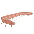 Curved Sectional Sofa With Blush Upholstery And Metal Legs For Modern Living Room