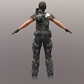 Female Game Character In Tactical Gear With Vest Knee Pads And Outstretched Arms