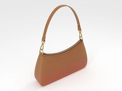 Stylish Modern Brown Leather Handbag With Single Shoulder Strap Metal Buckle And Curved Shape Design 3d model