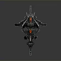 Advanced Futuristic Interstellar Spaceship With Detailed Metallic Design And Red Thrusters