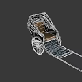 Traditional Vintage Rickshaw With Wooden Seat Black Canopy And Spoked Wheels