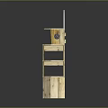 Wooden Display Shelf With Multiple Layers And Red Brown Light Color Design