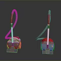 Two Modern Vacuum Cleaners With Red And Blue Stylish Design For Home Use