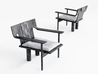 Modern Accent Chairs With Wooden Frame Gray Cushion And Stylish Armrest Design For Living Room 3d model
