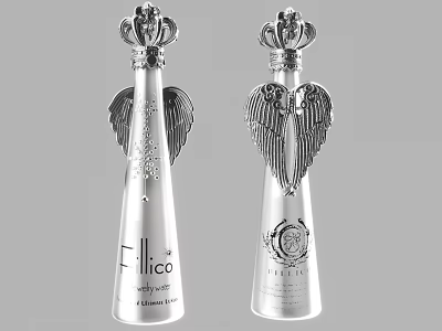 Elegant Premium Beverage Bottles with Silver Wings and Crown Design TALICO Brand 3d model