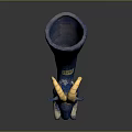 Blue Ram Shaped Wine Goblet With Golden Horn And Intricate Blue Patterns