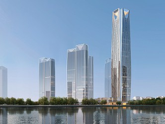 Modern Office Building Suzhou Huanxiu Lake High-speed Railway New Town Super High-rise Office Building Complex 3d model