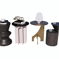 Stylish Modern Side Tables Showcasing Unique Shapes And Diverse Finishes 3d model