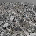 Construction Waste Materials With Scattered Broken Stones And Concrete Chunks On Ground 3d model