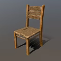 Rustic Wooden Leisure Chair With Slatted Back And Natural Plank Seat Design
