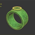 Green Ring Modern Design Shiny Surface Circular Emblem And Smooth Texture