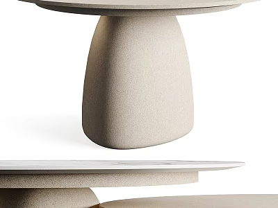 Modern Minimalist Dining Table With Textured Surface And Conical Pedestal Base 3d model