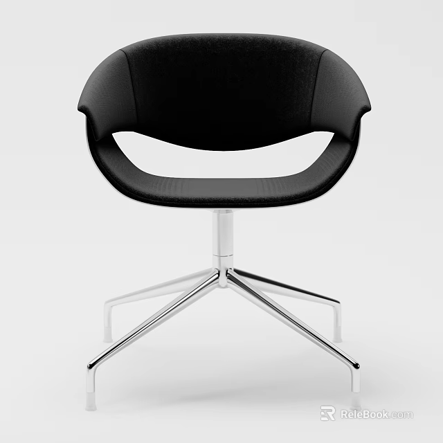 Modern Black Office Chair With Ergonomic Design And Metal Swivel Base 3d model 