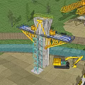Road Infrastructure Under Construction With Bridge Structure Yellow Construction Equipment Vehicles And Safety Barriers