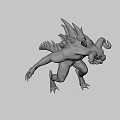Fierce Game Movie Monster Character With Spiked Head Fanged Mouth And Muscular Body
