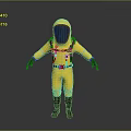Full Body Yellow Protective Suit Featuring Face Mask Harness Gloves And Boots 3d model