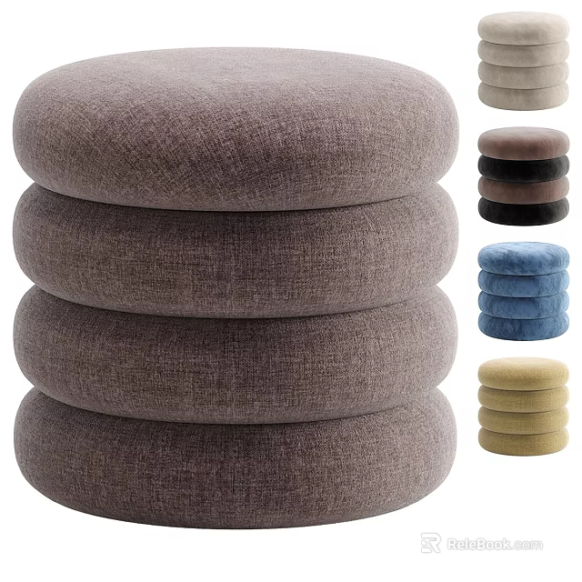 Stacked Round Fabric Ottomans in Multiple Colors for Living Room Use 3d model 