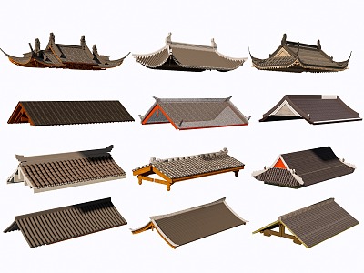 Chinese Ancient Building Roof Cornice Roof Ancient Building Eaves Tile Roof 3d model