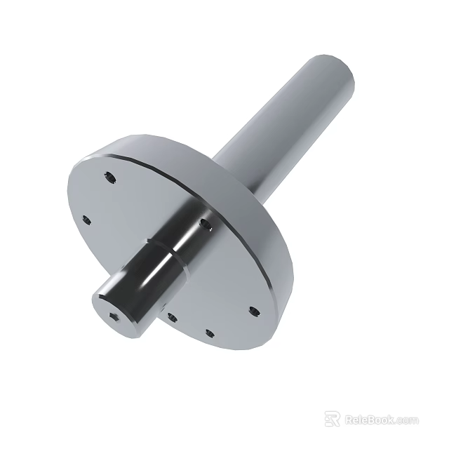 Stainless Steel Mechanical Component With Cylindrical Rod And Circular Base Holes 3d model 