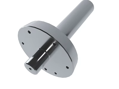 Stainless Steel Mechanical Component With Cylindrical Rod And Circular Base Holes 3d model