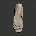Elegant Beige Women Shoes With Bow Detail On Toe And Block Heel
