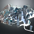 Future Architecture Urban Cityscape With Tall Modern Buildings And Green Connections