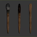 Wood And Stone Decorative Sculptures With Different Top Finishes On Dark Background