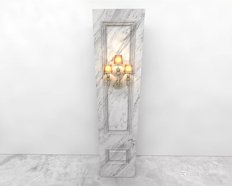 Elegant Wall Lamp With Gold Finish And Glass Shades On Marble Wall 3d model 