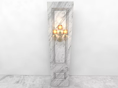 Elegant Wall Lamp With Gold Finish And Glass Shades On Marble Wall 3d model