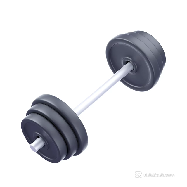 Sports Equipment Dumbbell With Weight Plates For Fitness Exercise Training 3d model 