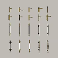 Various Styles of Decorative Door Handles in Golden Black and White Finishes