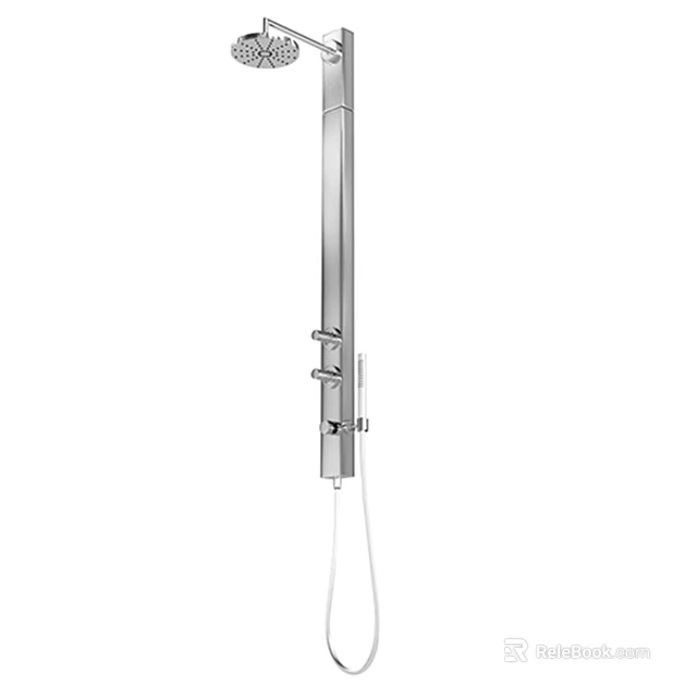 Modern Bathroom Shower Faucet With Stainless Steel Body And Handheld Sprayer 3d model 