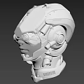 Sci Fi Game Movie Character With Red Green Futuristic Helmet And Yellow Markings