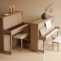 Musical Instruments And Art Supplies Interior Design Featuring Wooden Pianos Sheet Music Vase And Candlesticks